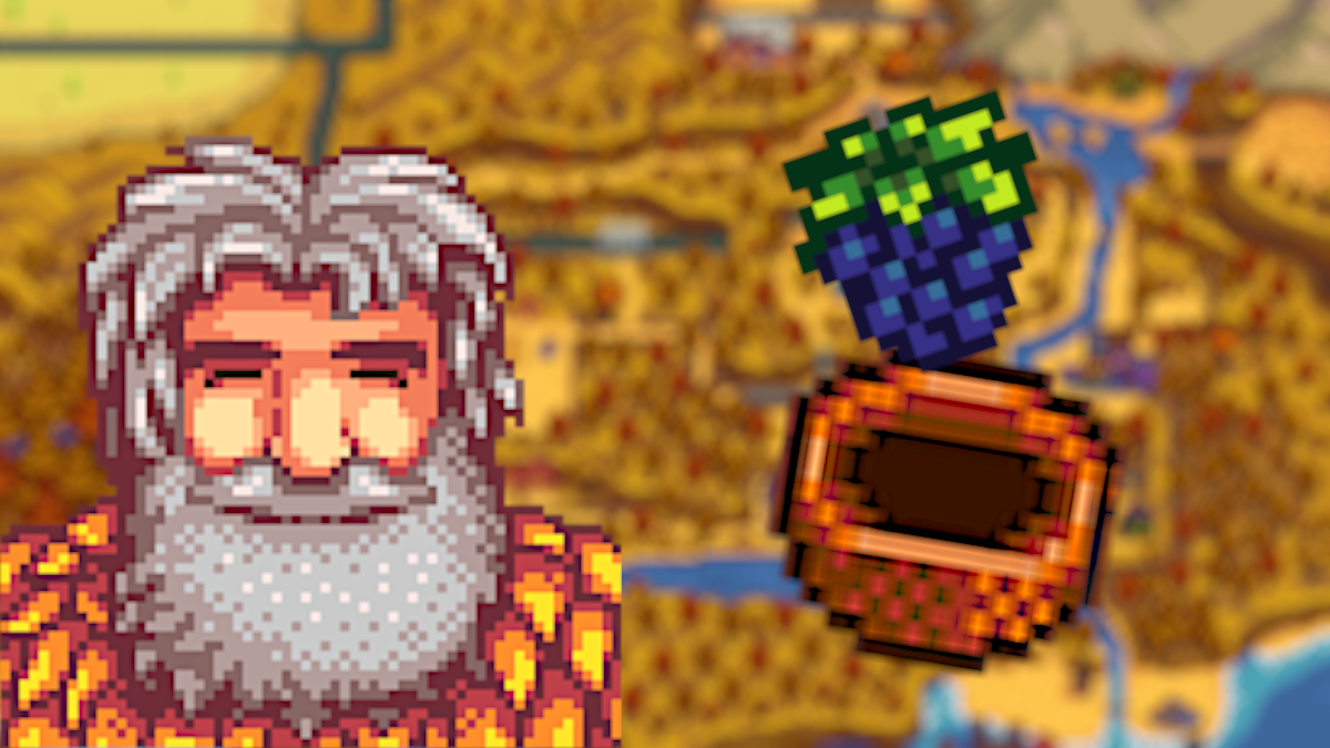 Linus and his blackberry basket in Stardew Valley