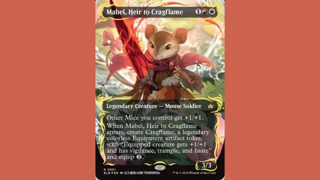 mabel heir to cragflame anime showcase magic the gathering bloomburrow card
