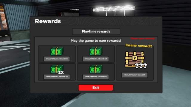 Midnight Chasers Highway Racing Playtime Rewards menu