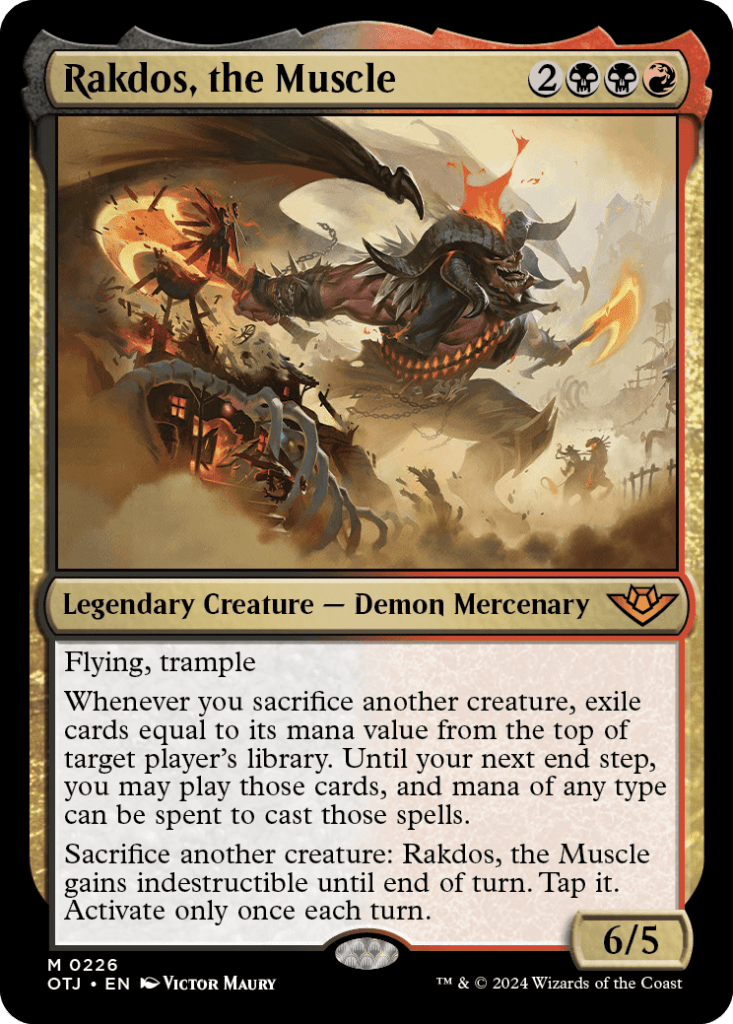 The Rakdos, the Muscle card from Magic the Gathering's Outlaws of Thunder Junction set.