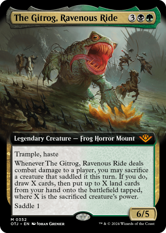 The Gitrog, Ravenous Ride card from Magic: The Gathering's Outlaws of Thunder Junction set.