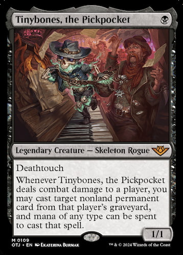 The Tinybones the Pickpocket card from Magic the Gathering's Outlaws of Thunder Junction set.