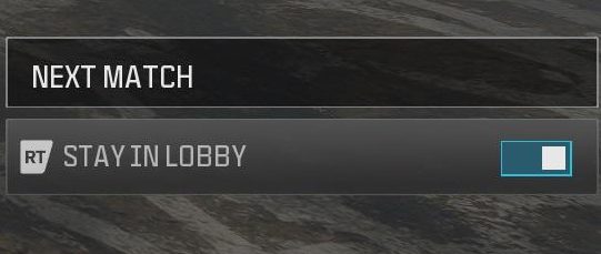 An image of MW3's persistent lobby system. It reads "Stay in lobby" with the toggle set to on. 