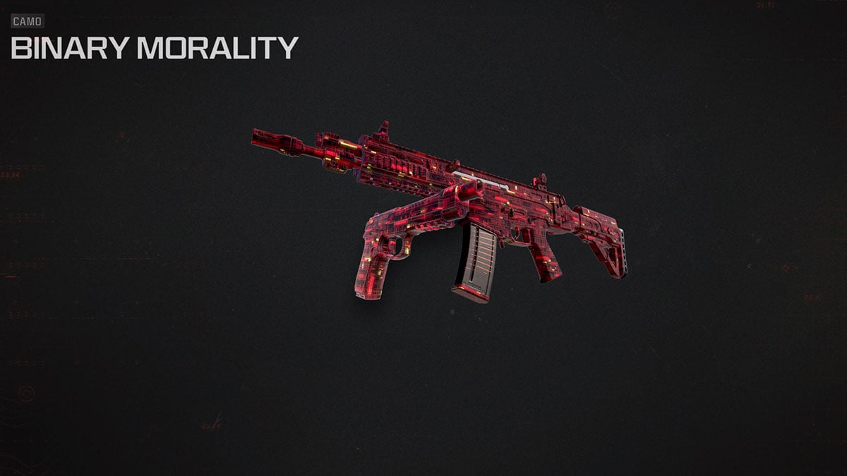 Call of DUty's Binary Morality skin on two weapons, against a grey background.