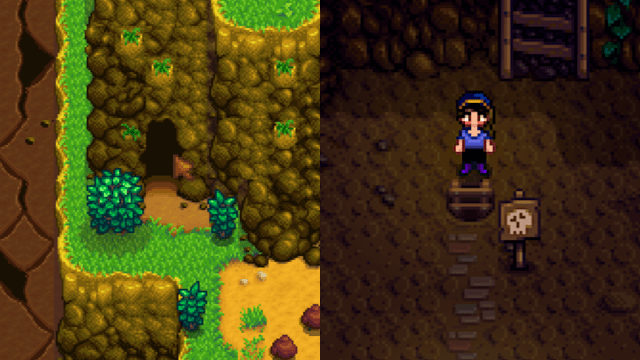 The entrance to the Quarry Mines in Stardew Valley