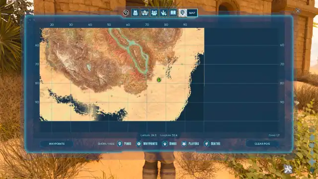 Map to Ruins of Nosti in Ark Ascended: Scorched Earth