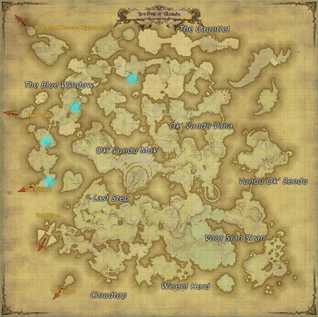 Map of field Aether Currents in The Sea of Clouds in Final Fantasy XIV