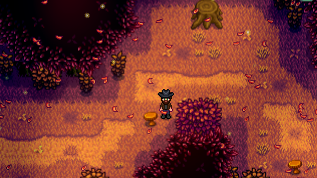 Foraging within the Secret Woods in Stardew Valley