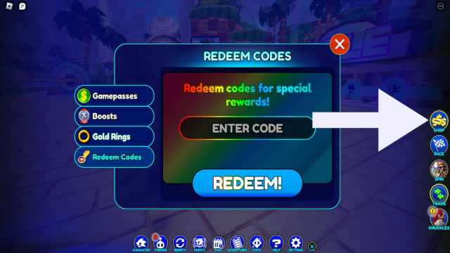 How to redeem codes in Sonic Speed Simulator.