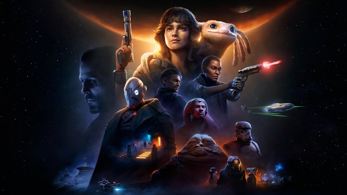 Star Wars Outlaws Ultimate Edition art main cast in space