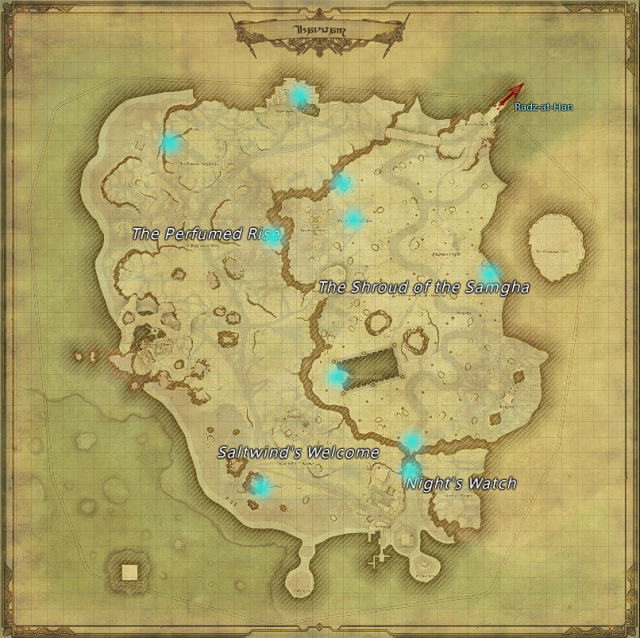 Map of field Aether Currents in Thavnair in Final Fantasy XIV
