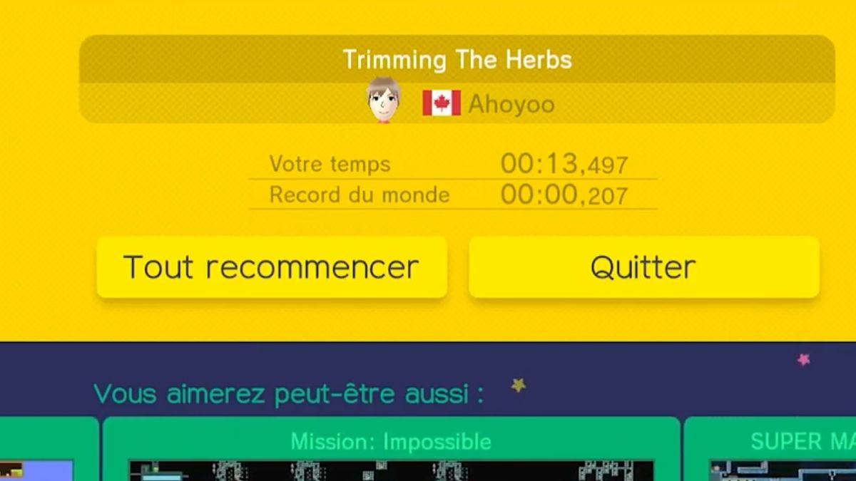 trimming the herbs completed by team 0 in super mario maker