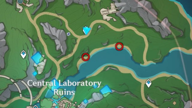 Karte einiger Mek-Standorte in Genshin Impact