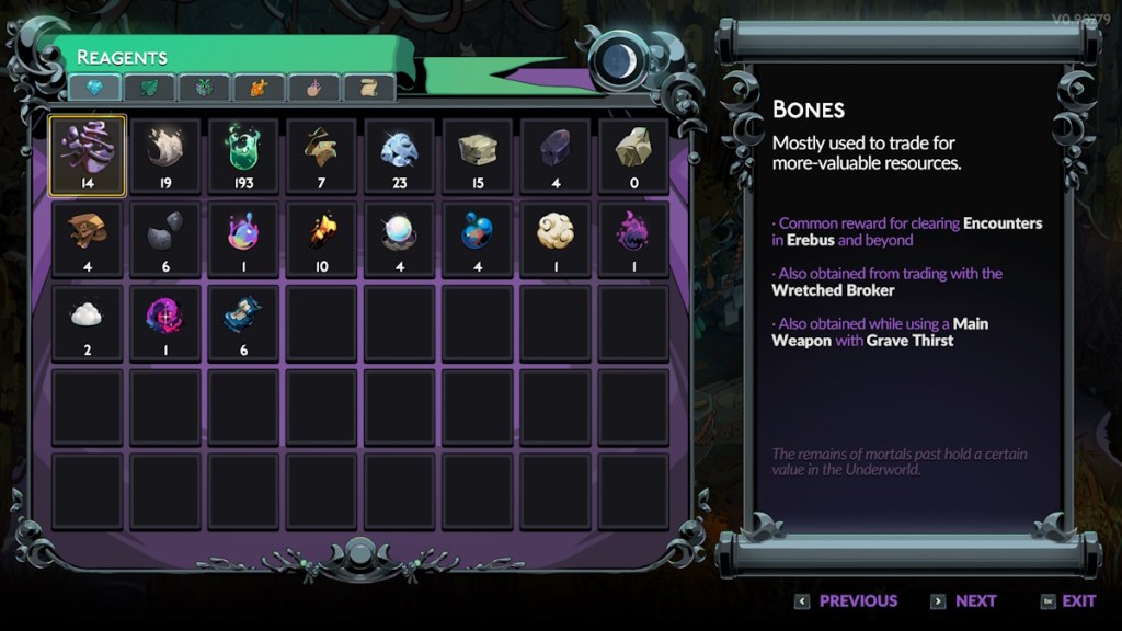 all resources reagents in Hades 2 Early Access and where to find them