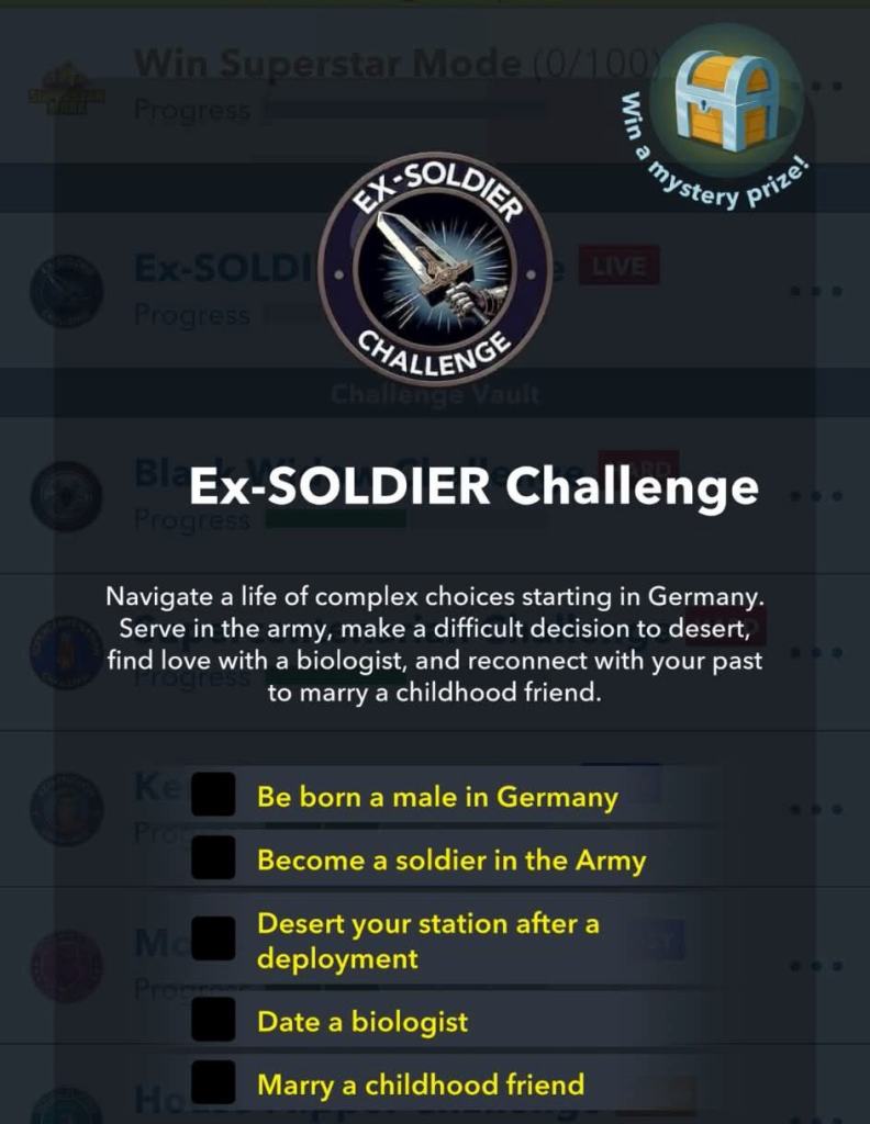 Ex-Soldier Challenge in BitLife