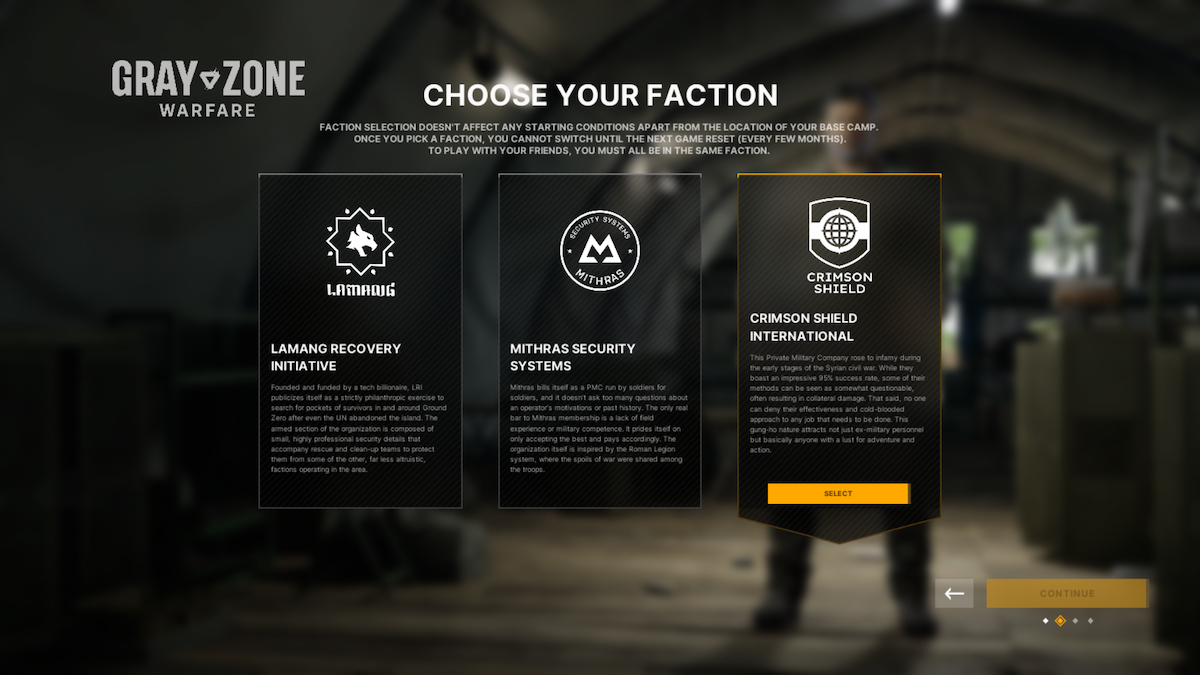 How to change factions in Gray Zone Warfare