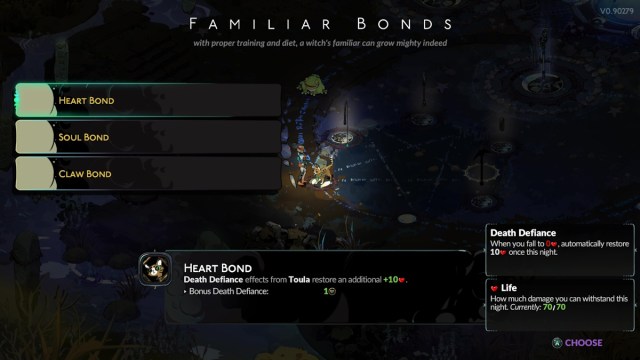 How to unlock an animal familiar in Hades 2 - Familiar Bonds menu