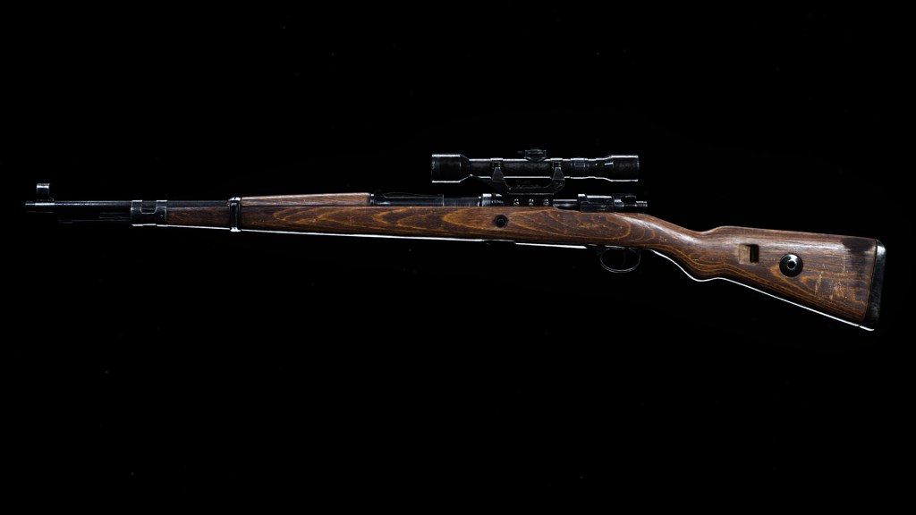 A Kar98k sniper rifle against a black background. 