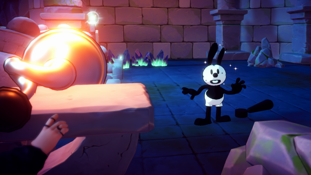 Oswald pops out an exclamation mark in Disney Dreamlight Valley
