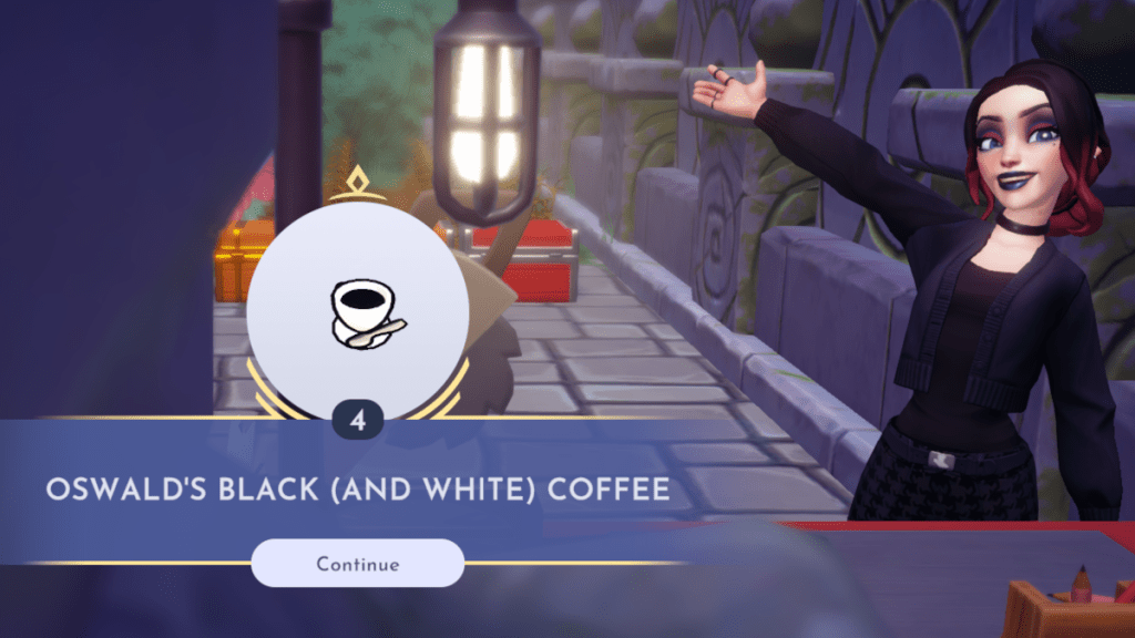 Oswald's Black (and White) Coffee in Disney Dreamlight Valley