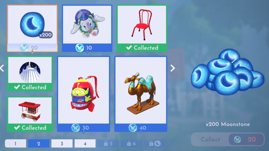 Tier 2 rewards in the A Day at Disney event in Disney Dreamlight Valley