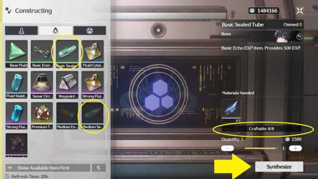 Synthesizer Constructing screen in Wuthering Waves