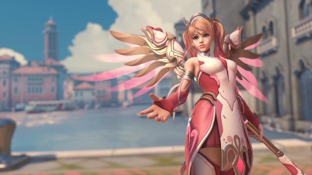 OW2 Mercy in her Rose Gold skin