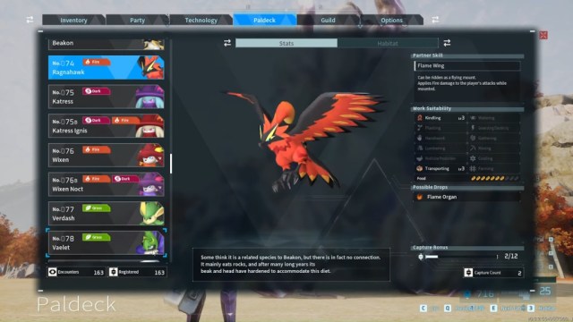 Ragnahawk, an easy to get flying-type Pal