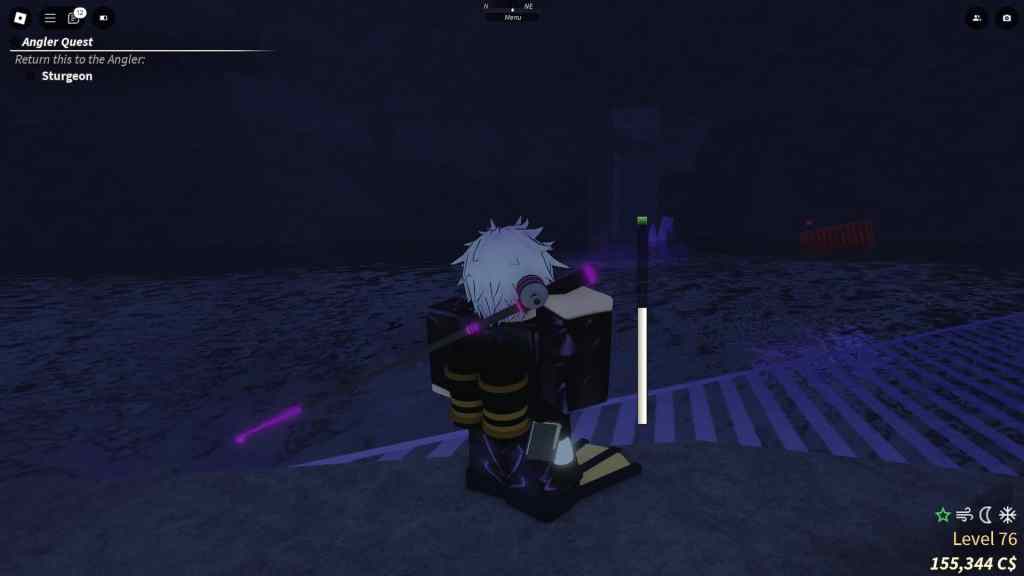 Player casting a line in Fisch Roblox experience