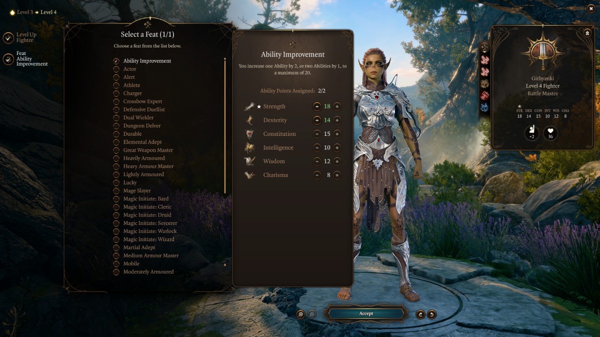 Ability Improvement feat for Lae'zel in Baldurās Gate 3