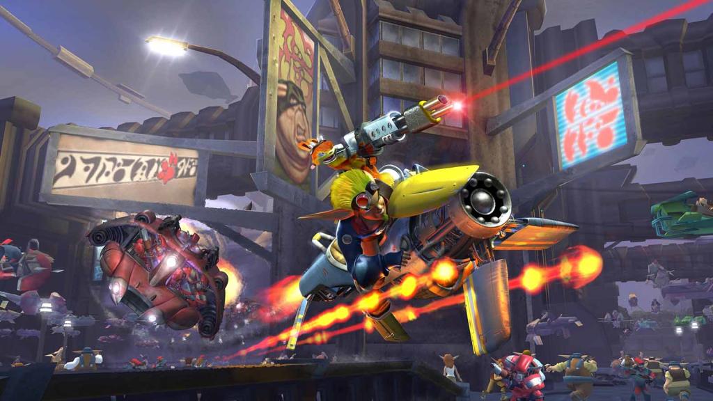 Jak in his flying car in JAK 2