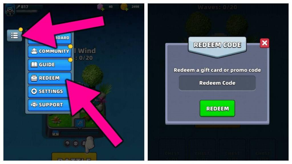 How to redeem Raid Rush codes.