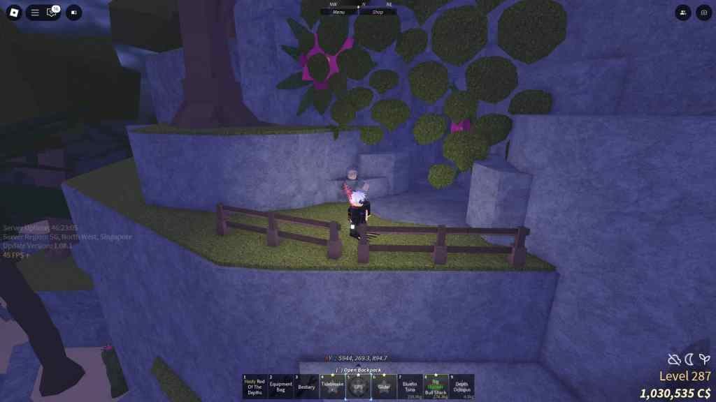 Entrance to the cave of the Eclipse Totem in Fisch Roblox experience