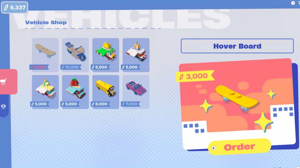 LEGO Fortnite Brick Life vehicle shop list