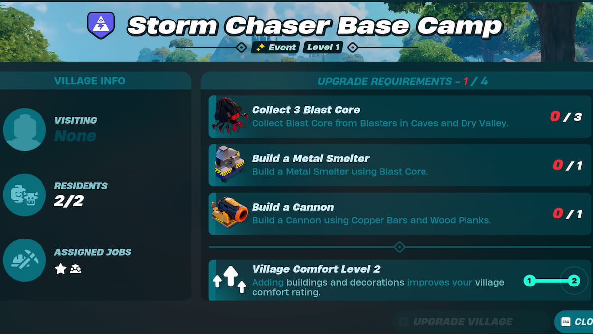 LEGO Fortnite Storm Chaser village upgrades