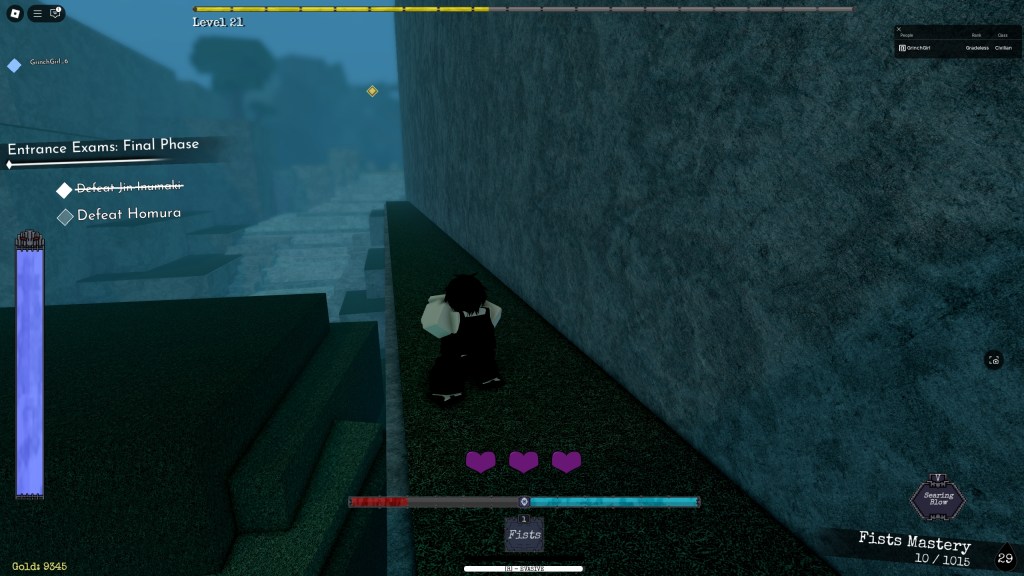 Jujutsu Odyssey player is standing and waiting for his health to recover