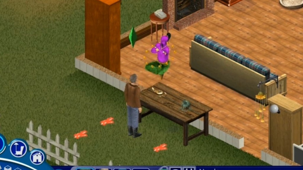 A Sim summons the genie from the lamp
