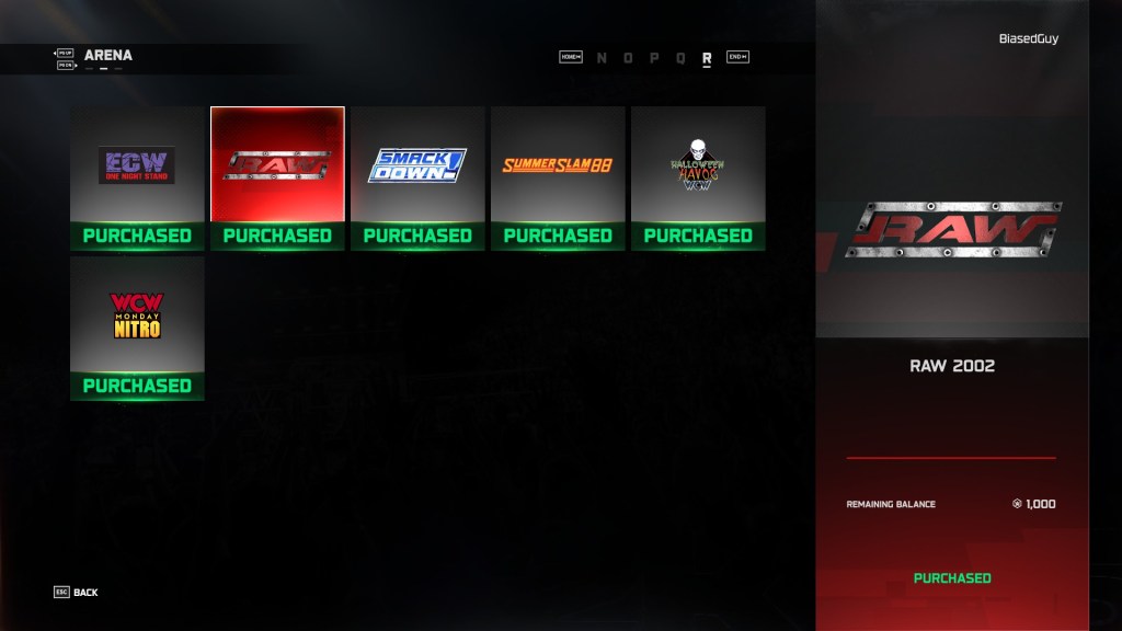 All arenas you can unlock from WWE 2K25 in-game store