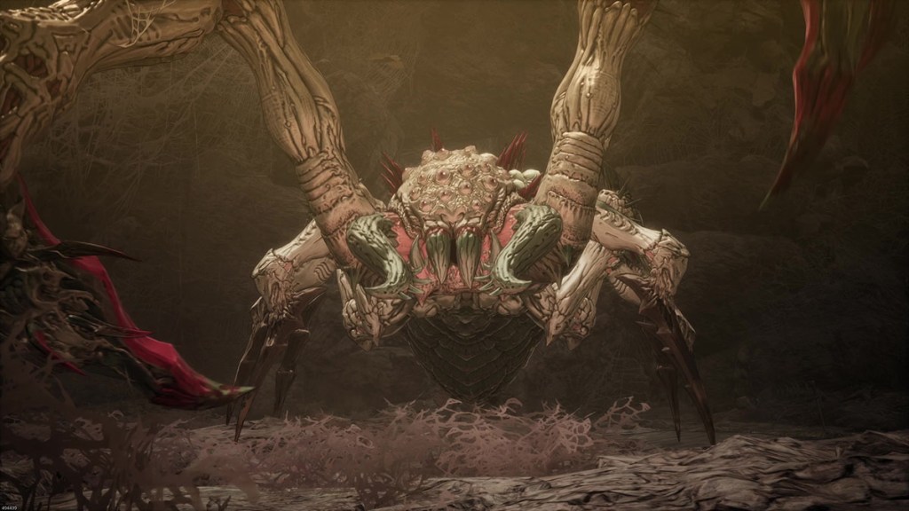 A massive, demon spider boss with venomous arms