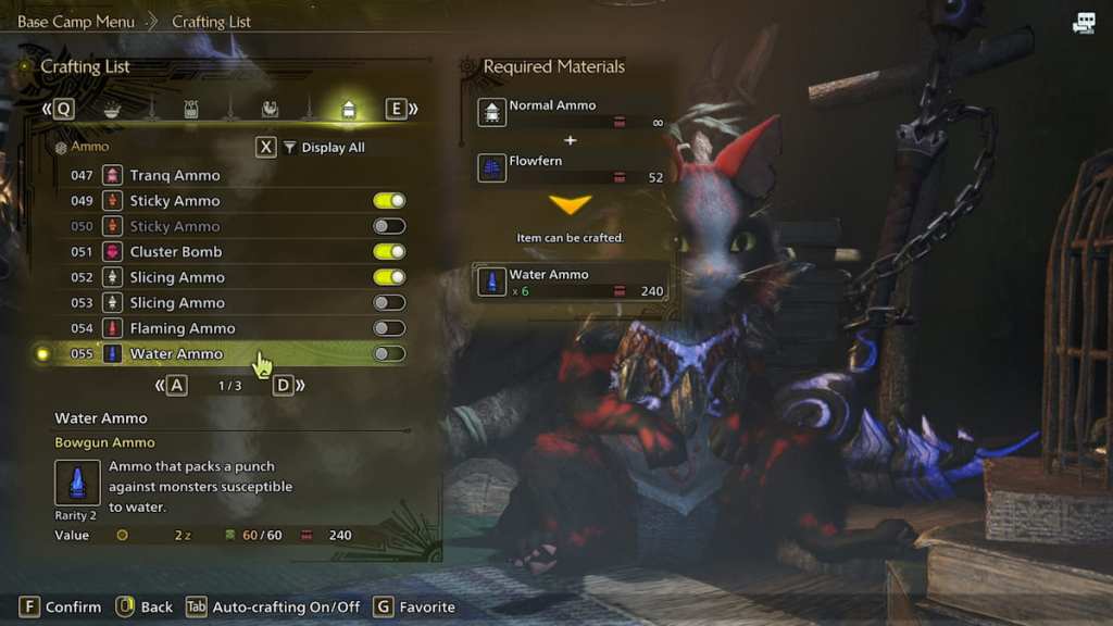 Ammo Crafting in Monster Hunter Wilds