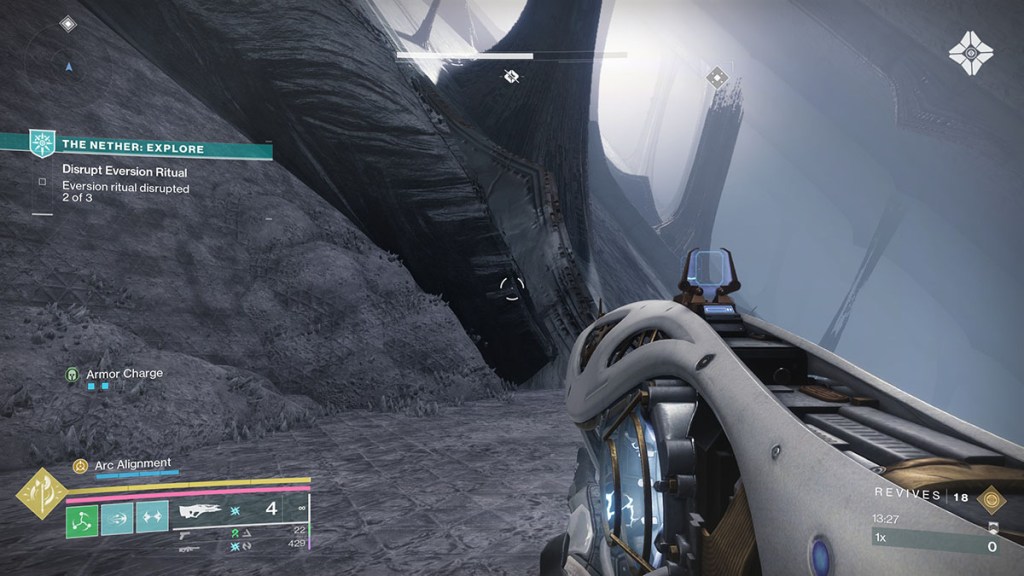 Peeling wall hiding Trenchway Tithing Worm two in Destiny 2