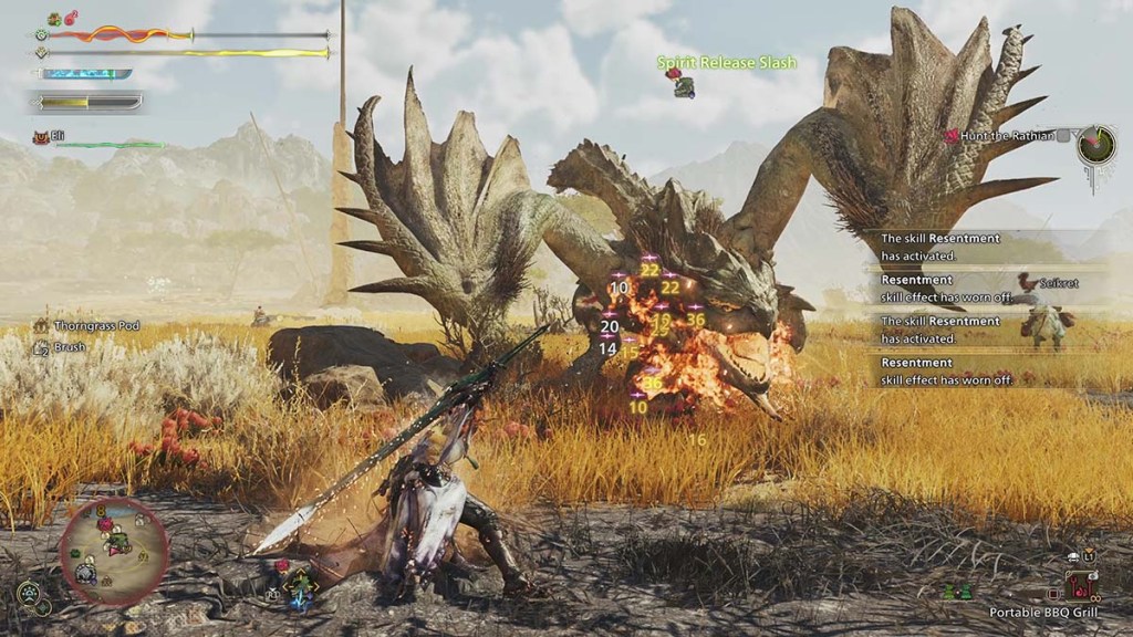 Spirit Release Slash on a Rathian Monster Hunter Wilds