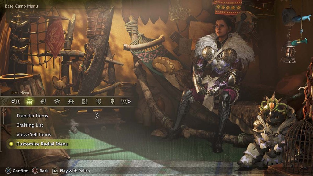 The option to customize a radial menu in Monster Hunter Wilds