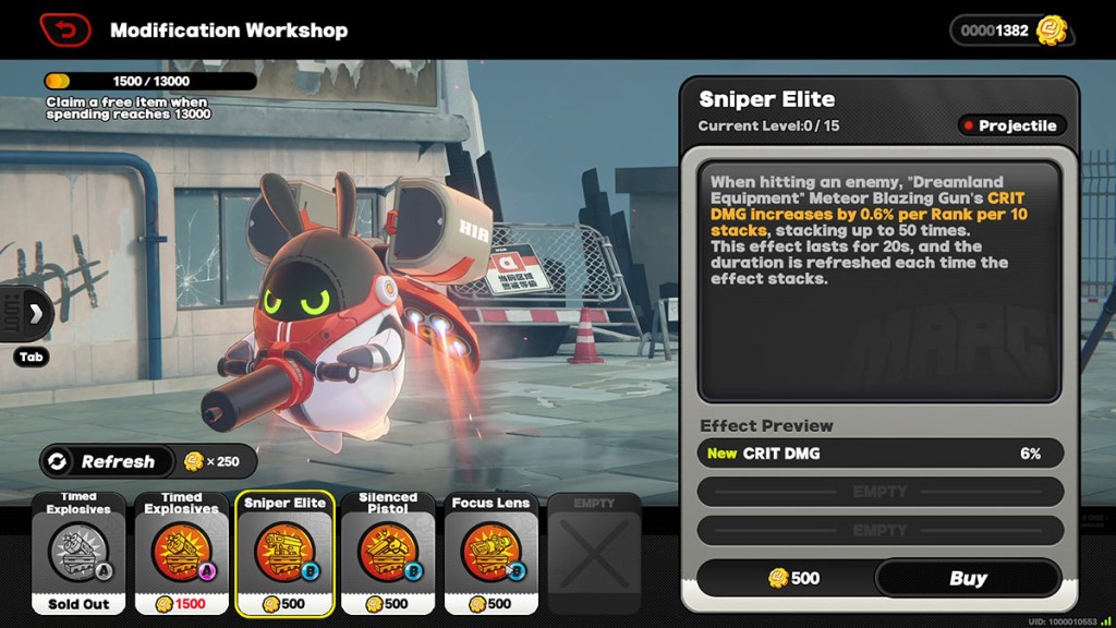 Bangboo Tully picking between Resonium upgrades in Zenless Zone Zero