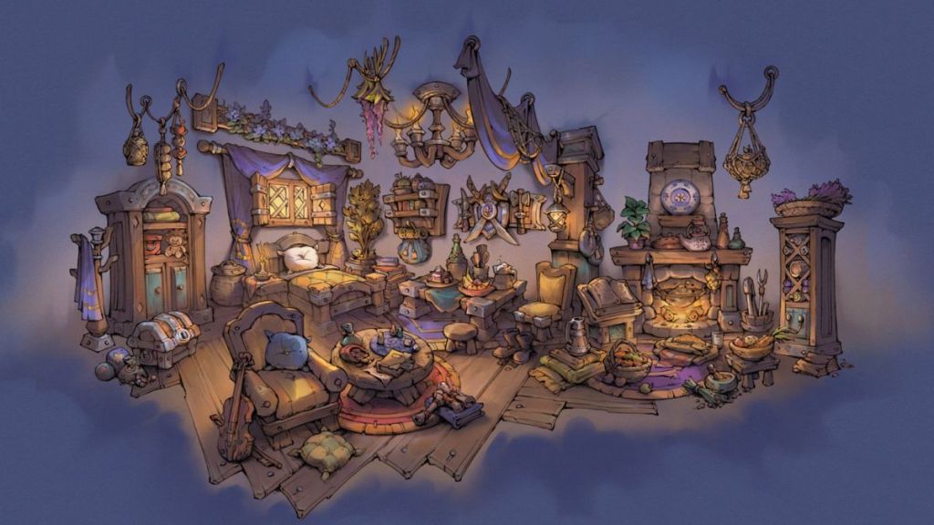 Concept art of the types of furnishing a player might have in their home