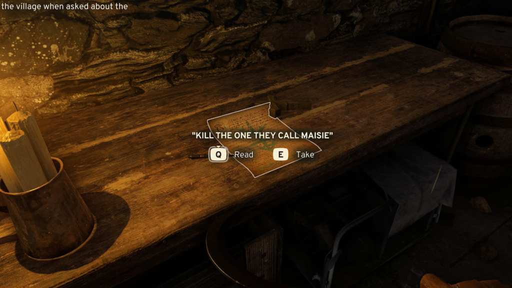 Atomfall note about Maisie in the Brewery cellar