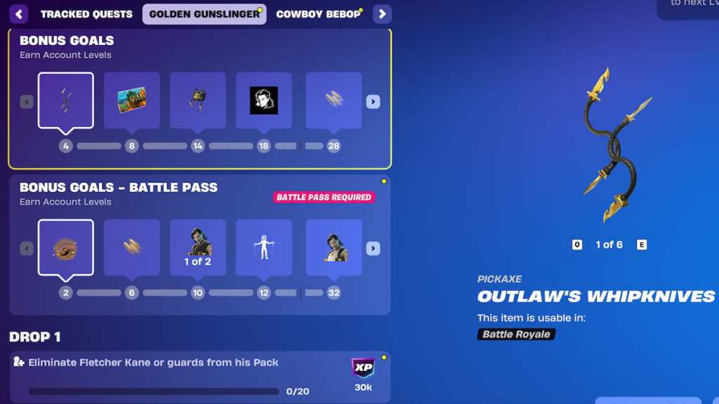 Fortnite Golden Gunslinger quest list