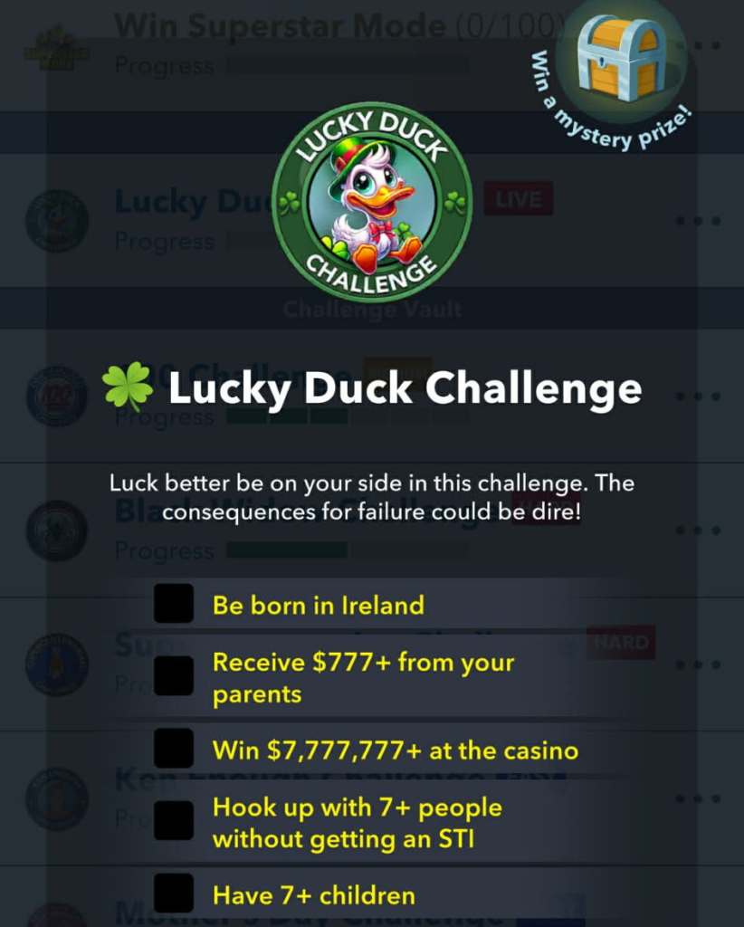 Lucky duck challenge goals in bitlife
