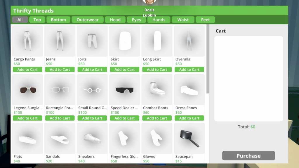 Schedule 1 Thrifty Threads clothes options