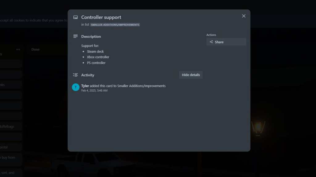 Schedule 1 controller support Trello card